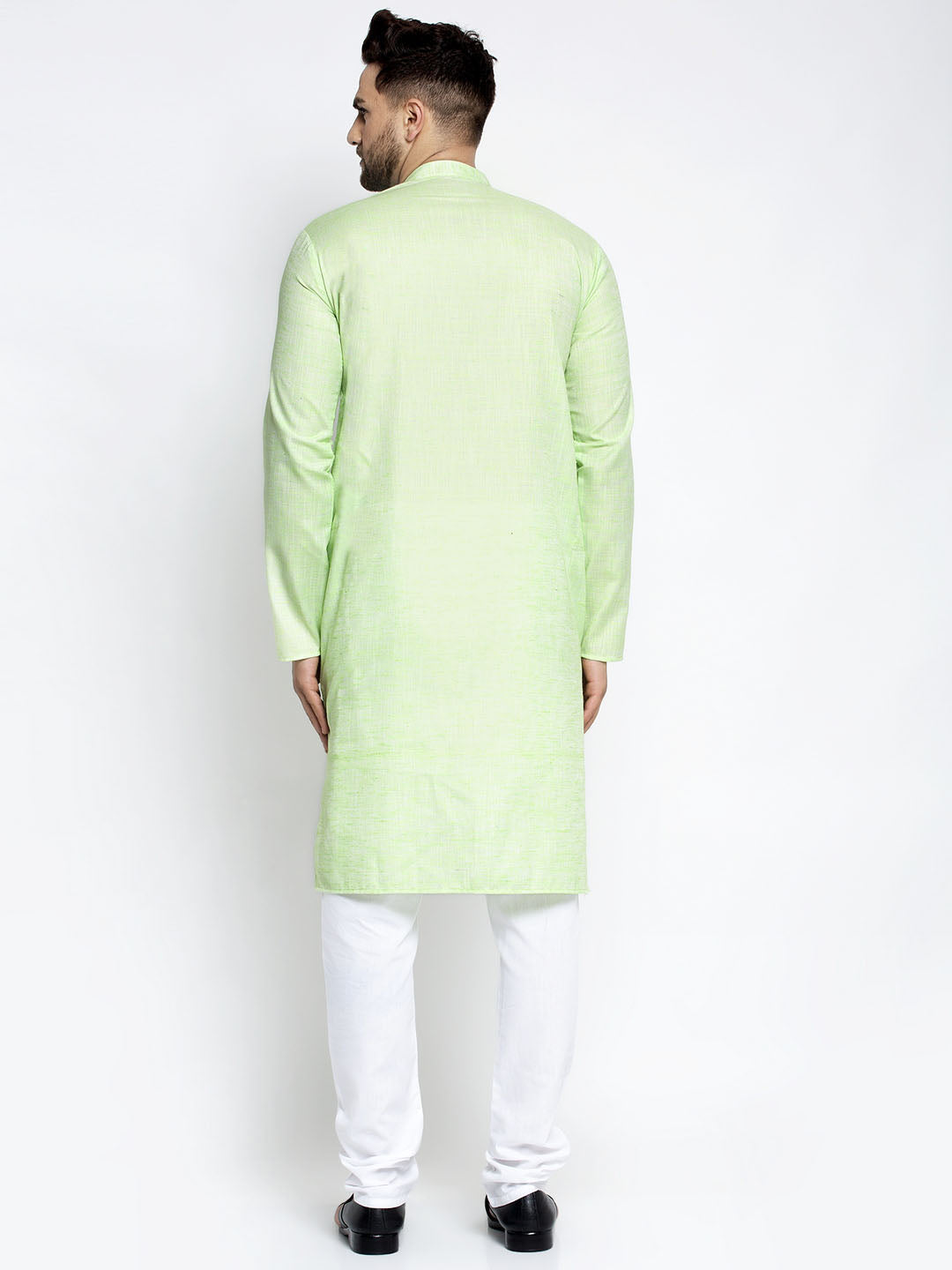 Jompers Men Green & White Self Design Kurta with Pyjamas | Grocsy