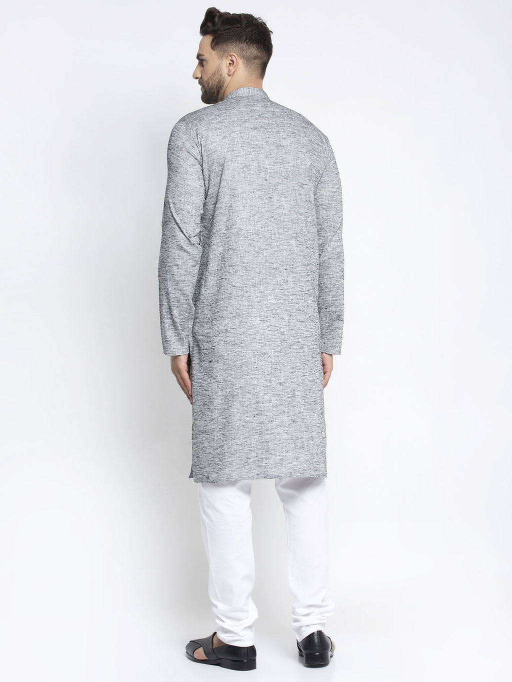 Jompers Men Grey & White Self Design Kurta with Pyjamas | Grocsy