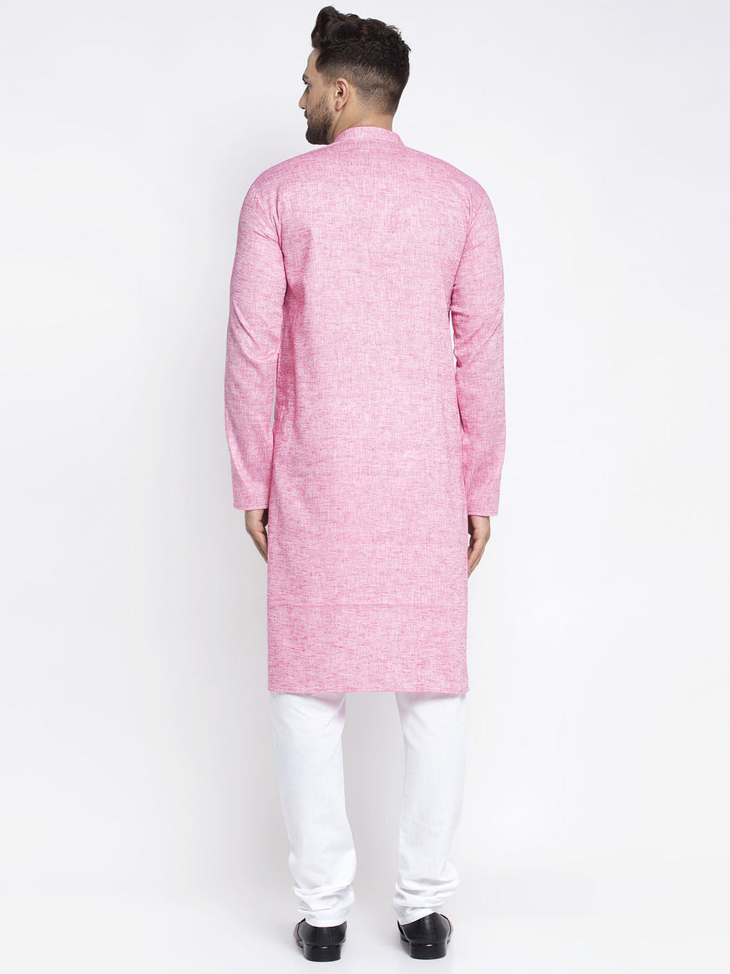 Jompers Men Pink And White Self Design Kurta with Pyjamas | Grocsy