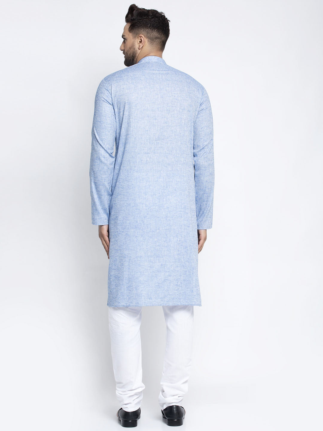 Jompers Men Blue & White Self Design Kurta with Pyjamas | Grocsy