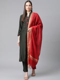 Jompers Women Green Regular Kurta with Trousers & With Dupatta (Green) | Grocsy