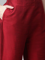Jompers Women Maroon Regular Kurta with Trousers & With Dupatta (Maroon) | Grocsy