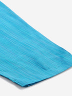 Jompers Women Blue & Green Self-Striped Kurta with Trousers & Printed Art Silk Dupatta | Grocsy
