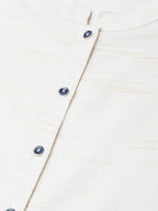 Jompers Women Off-White & Navy Blue Solid Kurta with Trousers & Dupatta | Grocsy