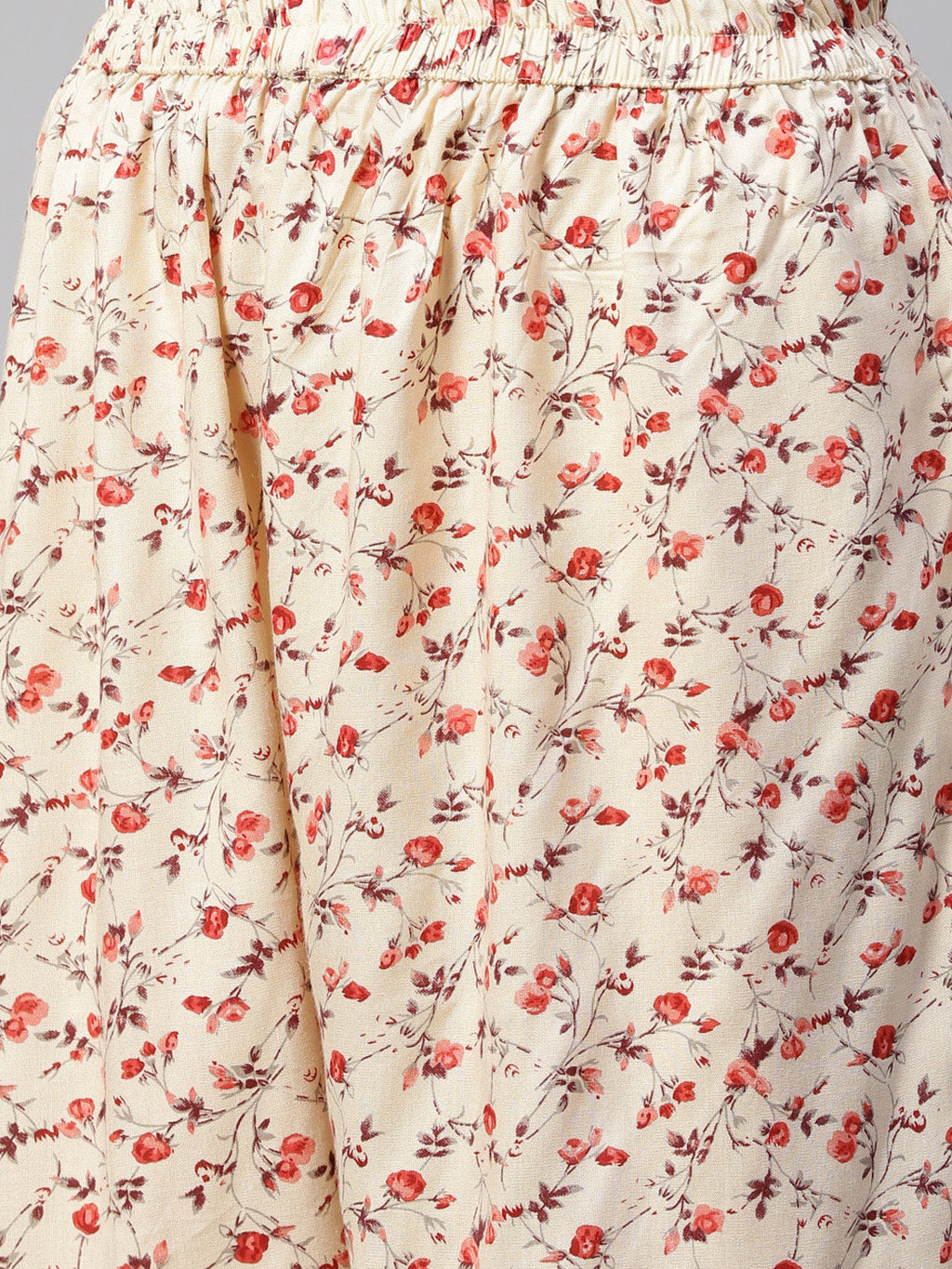 Jompers Women Cream-Coloured & Red Floral Print Kurta with Palazzos | Grocsy