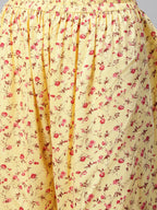 Jompers Women Yellow-Coloured & Red Floral Print Kurta with Palazzos | Grocsy