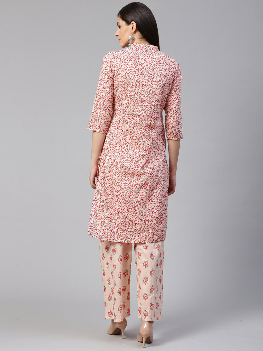 Jompers Women Pink Floral Printed Kurta with Palazzos | Grocsy