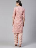 Jompers Women Pink Floral Printed Kurta with Palazzos | Grocsy
