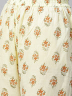 Jompers Women Yellow Floral Printed Kurta with Palazzos | Grocsy