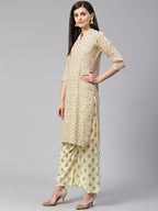 Jompers Women Yellow Floral Printed Kurta with Palazzos | Grocsy
