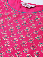 Jompers Women's Pink & Golden Yoke Design Kurta with Palazzos | Grocsy