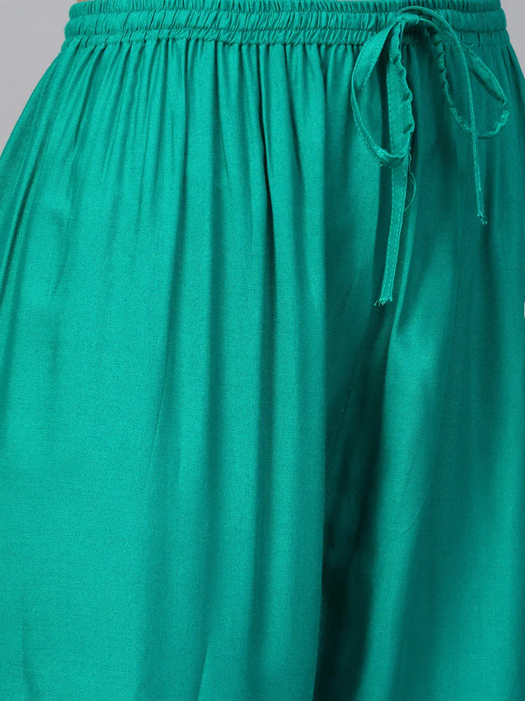 Jompers Women's Rama-Green & Golden Yoke Design Kurta with Palazzos | Grocsy