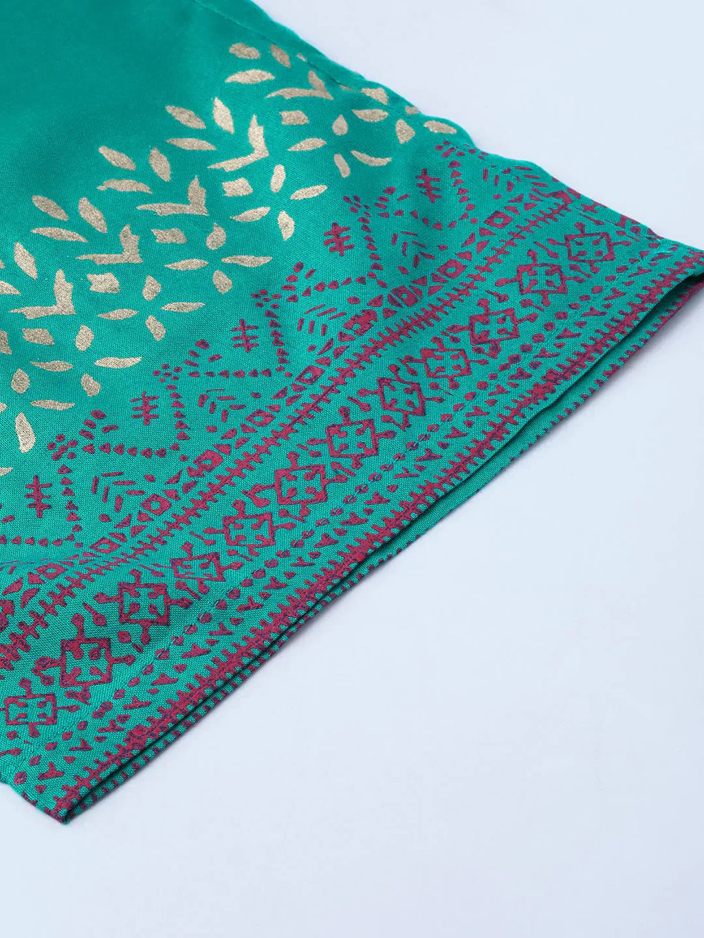 Jompers Women's Rama-Green & Golden Yoke Design Kurta with Palazzos | Grocsy