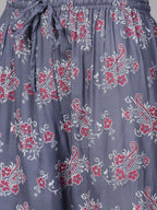Jompers Women's Grey & Pink Block Printed Kurta with Palazzos | Grocsy