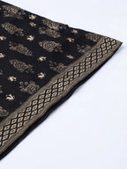 Jompers Women's Black & Golden Block Printed Kurta with Palazzos | Grocsy