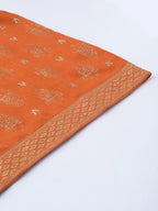 Jompers Women's Orange & Golden Block Printed Kurta with Palazzos | Grocsy