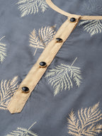 Jompers Women's Grey & Cream-Coloured Block Print Kurta with Palazzos | Grocsy