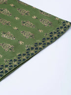 Jompers Women's Green & Golden Block Printed Kurta with Palazzos | Grocsy