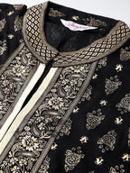 Jompers Women's Black & Golden Block Print Kurta with Palazzos | Grocsy