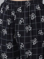 Jompers Women Black & White Floral Printed Kurta with Palazzos | Grocsy