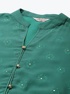 Jompers Women's Printed Mukaish Kurta with Palazzos - Green | Grocsy
