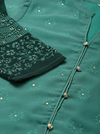 Jompers Women's Printed Mukaish Kurta with Palazzos - Green | Grocsy