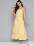 Jompers Women's Ethnic Motifs Printed Kurta with Palazzos - Yellow | Grocsy
