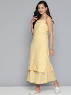 Jompers Women's Ethnic Motifs Printed Kurta with Palazzos - Yellow | Grocsy