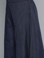 Jompers Women's Woven Design Kurta With Palazzos & Dupatta - Navy Blue | Grocsy