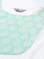 Jompers Women's Yoke Design Jacquard Kurta with Palazzos & Dupatta - Off-White | Grocsy