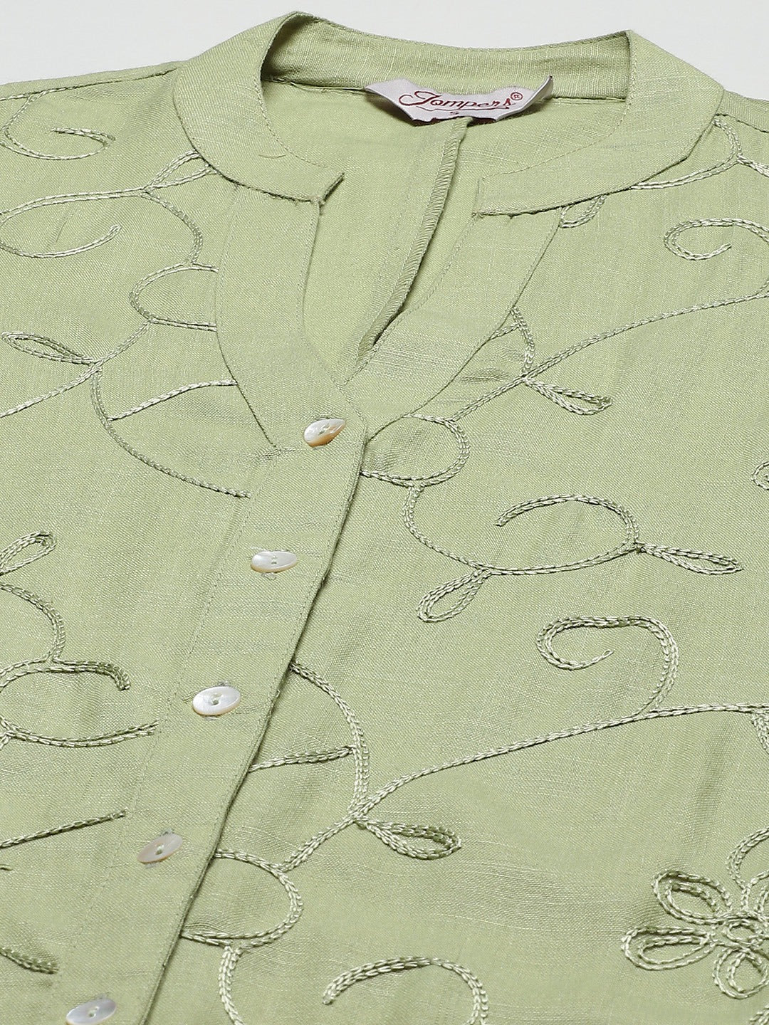 Jompers Women's Lime Green & Pink Floral Embroidered Kurta with Palazzos & Dupatta | Grocsy