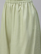 Jompers Women's Lime Green & Pink Floral Embroidered Kurta with Palazzos & Dupatta | Grocsy