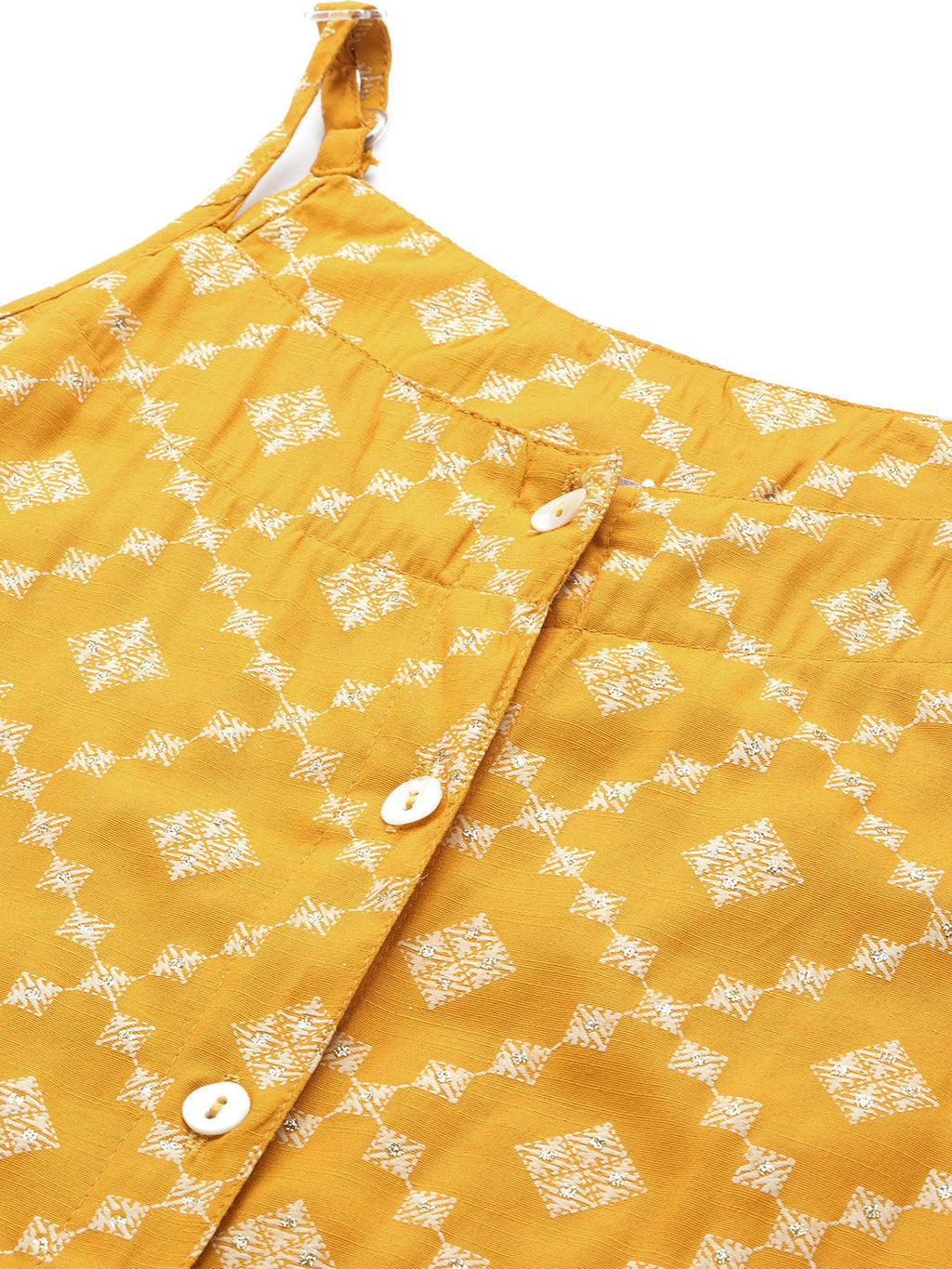 Jompers Women's Printed Kurta with Palazzos & With Chikankari Dupatta - Mustard | Grocsy