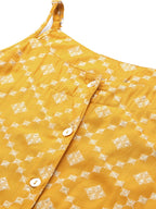 Jompers Women's Printed Kurta with Palazzos & With Chikankari Dupatta - Mustard | Grocsy
