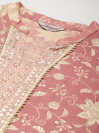 Jompers Women's Gotta Patti work Kurta, Palazzos & Dupatta - Pink | Grocsy