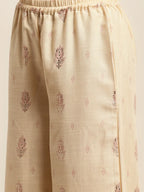 Jompers Women's Gotta Patti work Kurta, Palazzos & Dupatta - Pink | Grocsy