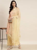Jompers Women's Printed Kurta with Palazzos & Dupatta - Pink | Grocsy