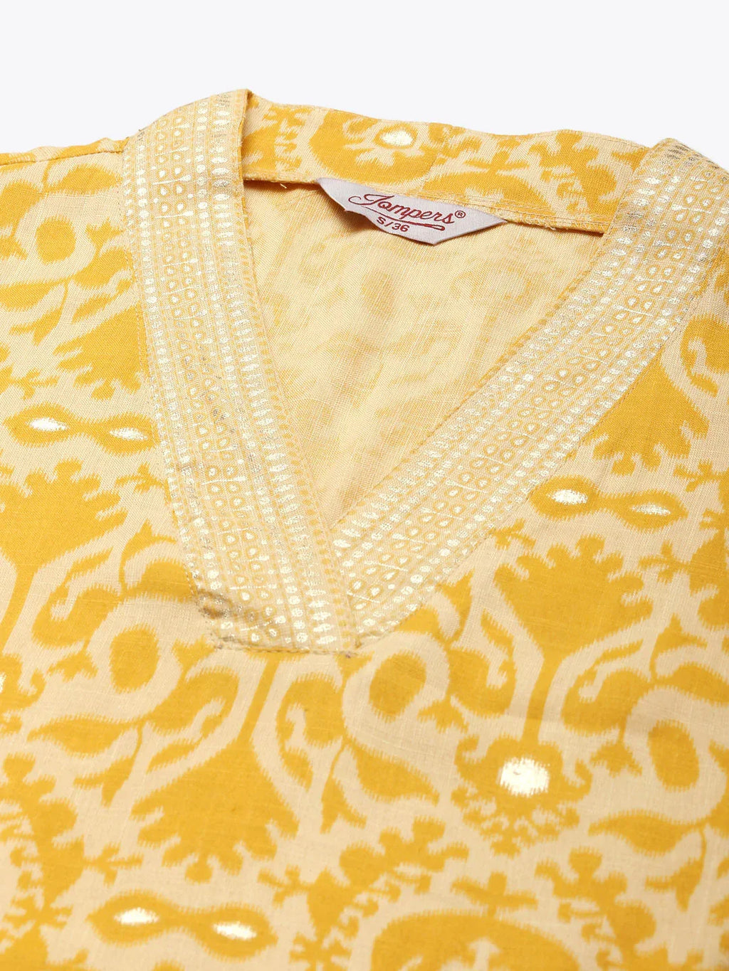 Jompers Women's Printed Kurta with Palazzos & Dupatta - Yellow | Grocsy