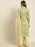 Jompers Women's Gotta Patti Kurta with Palazzos & Dupatta - Green | Grocsy
