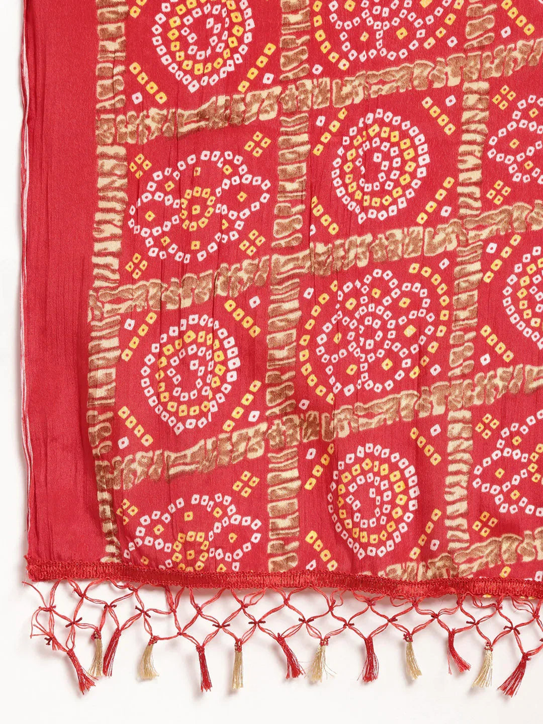 Jompers Women's Embroidered Sequinned Kurta with Palazzos & Dupatta - Red | Grocsy
