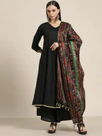 Jompers Women's Kurta with Palazzos & print Dupatta - Black | Grocsy