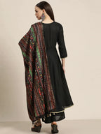 Jompers Women's Kurta with Palazzos & print Dupatta - Black | Grocsy