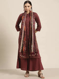 Jompers Women's Maroon Floral Embroidered Mukaish Kurta with Palazzos & Dupatta | Grocsy