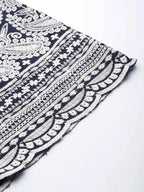 Jompers Women's Ethnic Motifs Embroidered Sequinned Kurta With Palazzos & With Dupatta - Navy Blue | Grocsy