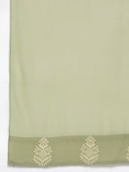 Jompers Women's Ethnic Motifs Green Printed Georgette Kurta with Palazzos & With Dupatta | Grocsy