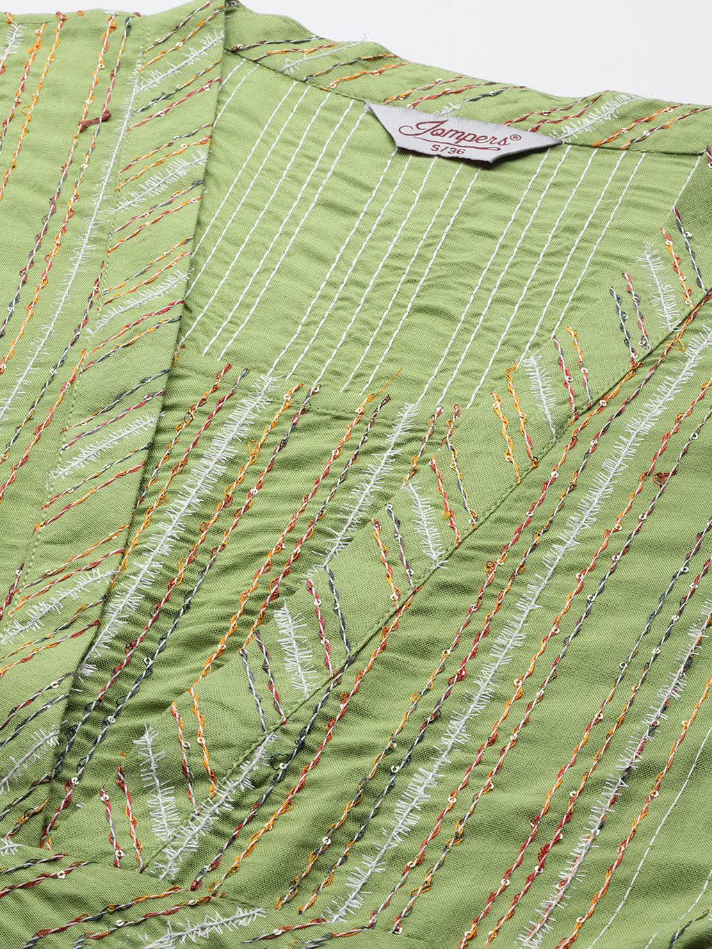 Jompers Women's Green Sequinned Kurta with Palazzos & With Dupatta | Grocsy