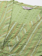 Jompers Women's Green Sequinned Kurta with Palazzos & With Dupatta | Grocsy