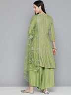 Jompers Women's Green Sequinned Kurta with Palazzos & With Dupatta | Grocsy