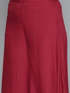Jompers Women's Maroon Leheriya Sequinned Kurta with Palazzos & With Dupatta | Grocsy