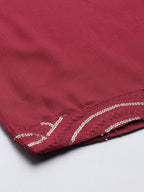 Jompers Women's Maroon Leheriya Sequinned Kurta with Palazzos & With Dupatta | Grocsy